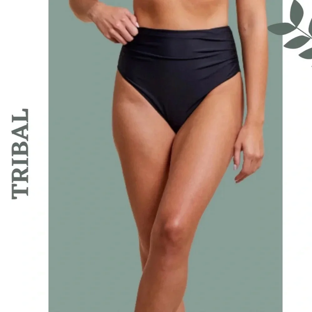 Tribal High Waisted Bikini Bottom Black - Picture 1 of 4